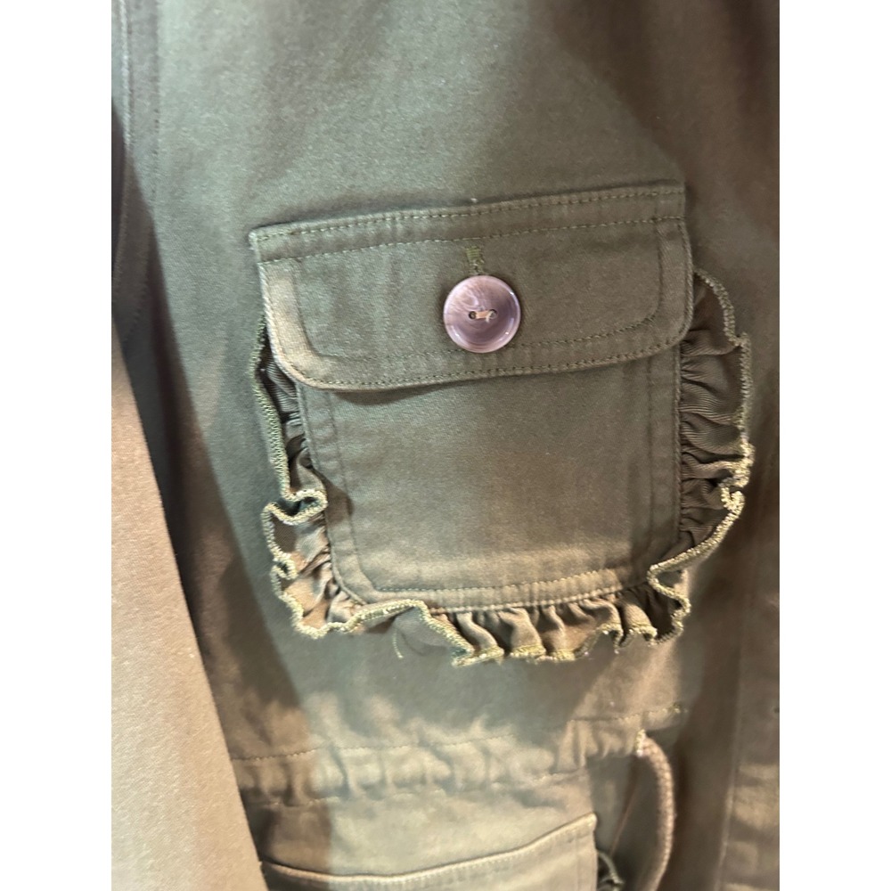Evys Tree The Mia Olive Green Ruffle Utility Field Jacket Womens Medium ET1045 - Picture 5 of 11